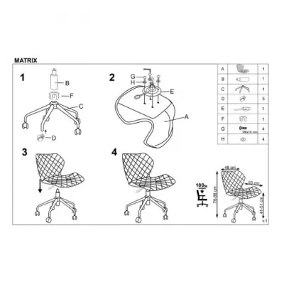 Scaun birou copii HM Matrix alb - negru