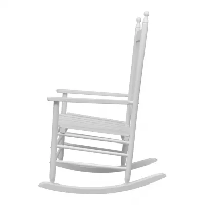 Scaun balansoar cu șezut curbat, alb, lemn