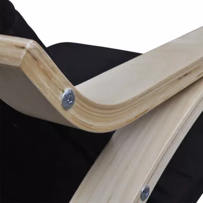 Scaun balansoar, negru, lemn curbat și material textil