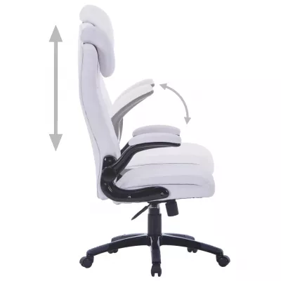 Scaun birou rotativ și reglabil din piele artificială, alb