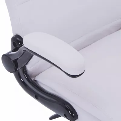 Scaun birou rotativ și reglabil din piele artificială, alb