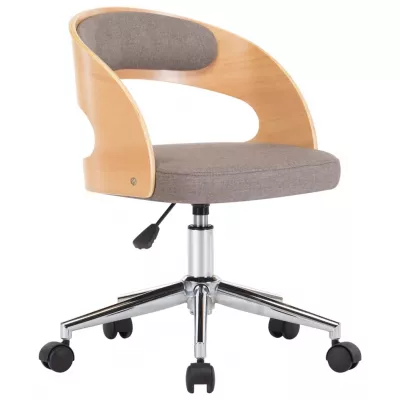 Scaun de birou pivotant, gri taupe, lemn curbat și textil