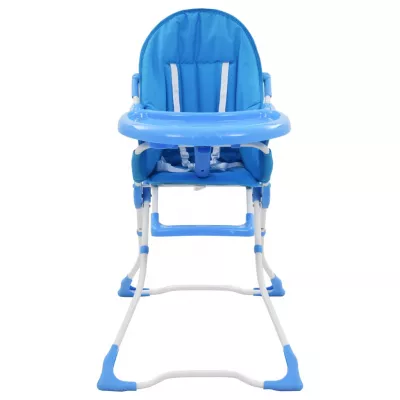 Scaun de masă inalt pentru copii, albastru și alb