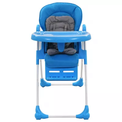 Scaun de masă inalt pentru copii, albastru și gri
