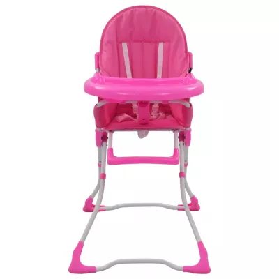 Scaun de masă inalt pentru copii, roz și alb
