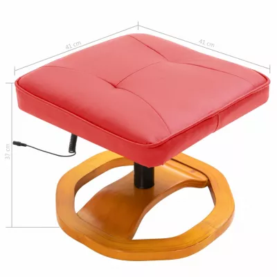 Scaun de masaj cu taburet, roșu, piele ecologică
