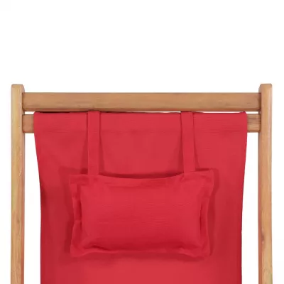 Scaun de plajă pliabil, roșu, textil și cadru din lemn