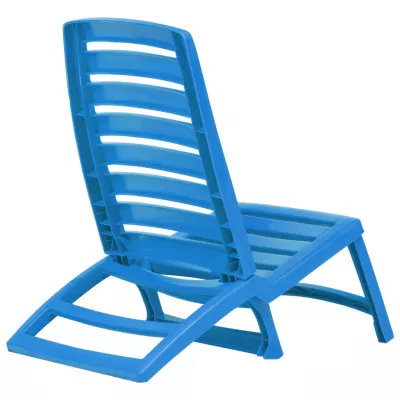 Scaun de plajă pliant, 4 buc., albastru, plastic
