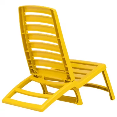 Scaun de plajă pliant, 4 buc., galben, plastic