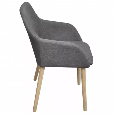 Scaune bucătărie 6 buc, gri deschis, textil &amp; lemn stejar masiv