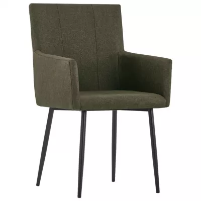 Scaune de bucătărie cu brațe, 2 buc., maro, material textil