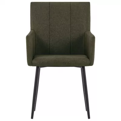 Scaune de bucătărie cu brațe, 2 buc., maro, material textil