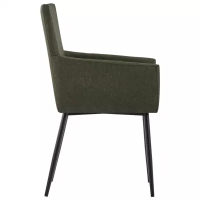 Scaune de bucătărie cu brațe, 2 buc., maro, material textil