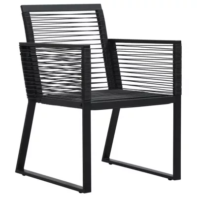 Scaune de grădină, 2 buc., negru, ratan PVC