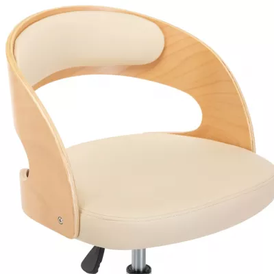Scaune pivotante de masă, 4 buc., crem, lemn curbat & piele eco