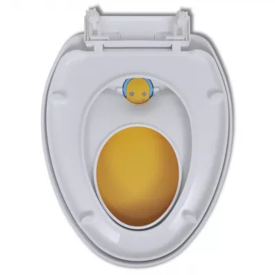 Scaun toaletă inchidere silențioasă alb & galben adulți/copii