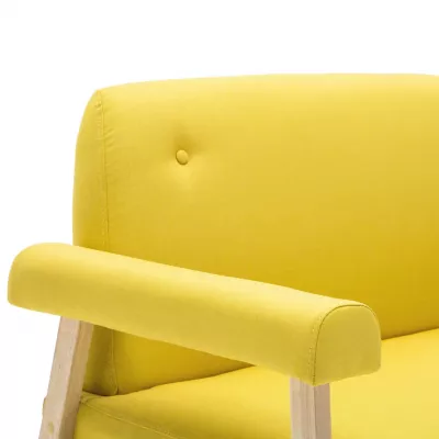 Set canapea de 3 persoane, 2 piese, material textil, galben