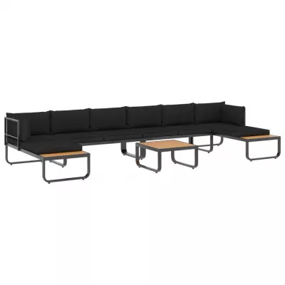 Set canapea de grădină colțar cu perne, 5 piese, aluminiu, WPC