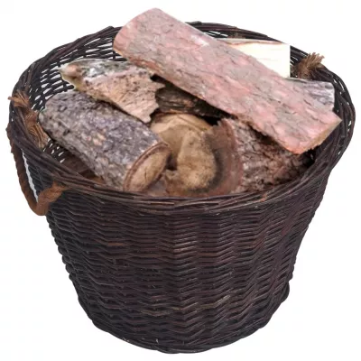 Set coșuri pentru lemne de foc stivuibile, maro inchis, răchită