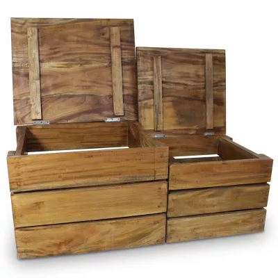 Set cutii de depozitare 2 bucăți, lemn masiv reciclat