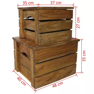 Set cutii de depozitare 2 bucăți, lemn masiv reciclat
