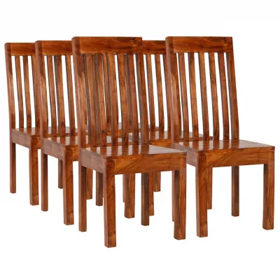 Set de masă 7 piese, lemn masiv salcâm cu finisaj de sheesham
