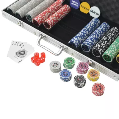 Set de poker cu 500 de jetoane cu laser din aluminiu