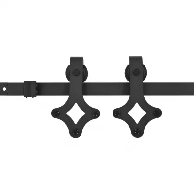 Set feronerie pentru uși glisante, negru, 183 cm, oțel