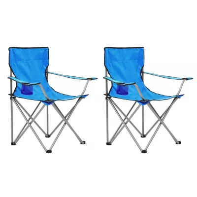 Set masă și scaune de camping, 3 piese, albastru