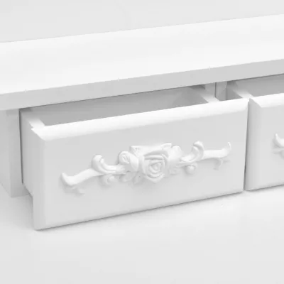 Set masă de toaletă cu taburet alb 50x59x136 cm lemn paulownia