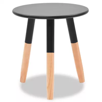 Set masă laterală 2 piese, lemn masiv de pin, negru