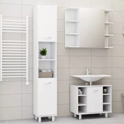 Set mobilier baie, 3 piese, alb, PAL