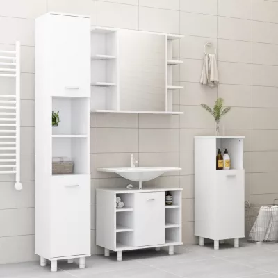Set mobilier baie, 3 piese, alb, PAL