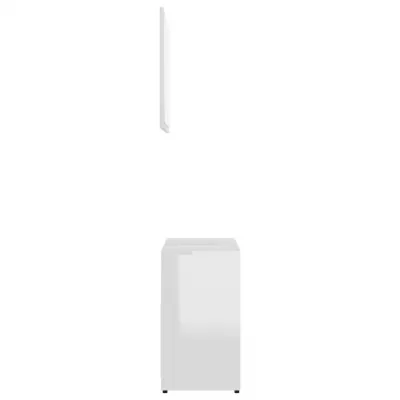 Set mobilier de baie, 3 piese, alb extralucios, PAL