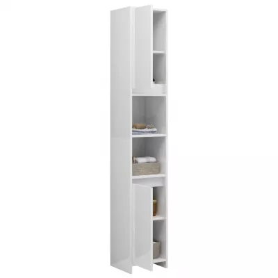 Set mobilier de baie, 3 piese, alb extralucios, PAL
