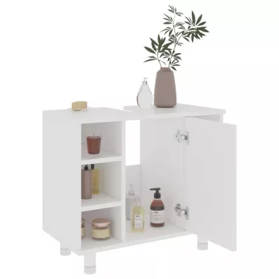 Set mobilier de baie, 3 piese, alb, PAL