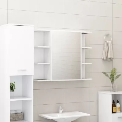 Set mobilier de baie, 3 piese, alb, PAL