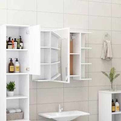 Set mobilier de baie, 3 piese, alb, PAL