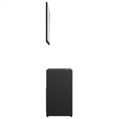 Set mobilier de baie, 3 piese, negru, PAL