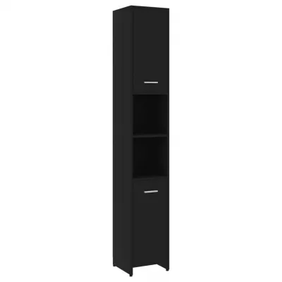 Set mobilier de baie, 3 piese, negru, PAL
