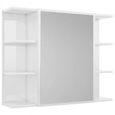 Set mobilier de baie, 4 piese, alb extralucios, PAL