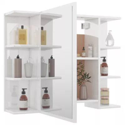Set mobilier de baie, 4 piese, alb extralucios, PAL