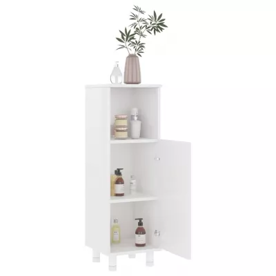 Set mobilier de baie, 4 piese, alb extralucios, PAL