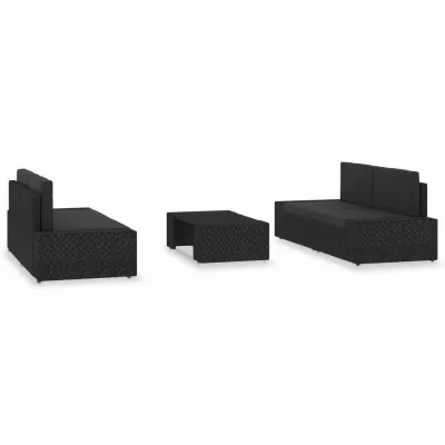 Set mobilier grădină, 5 piese, negru, poliratan