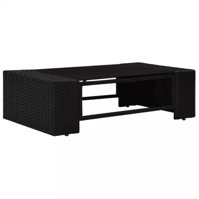 Set mobilier grădină din poliratan, 8 piese, negru