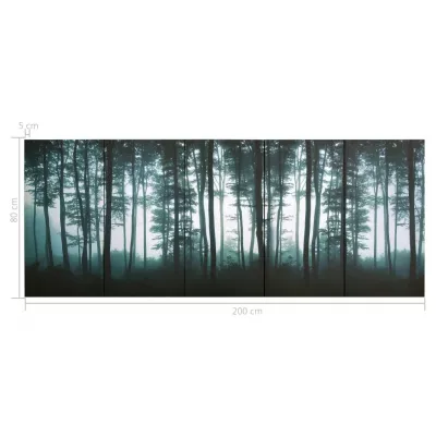 Set tablouri din pânză, imprimeu copaci, multicolor, 200x80 cm