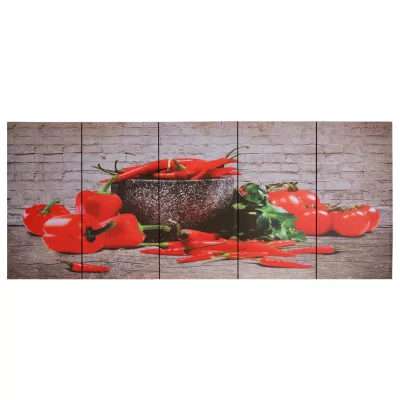 Set tablouri din pânză, imprimeu paprika, multicolor, 150x60 cm