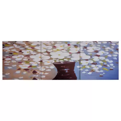 Set tablouri din pânză, vas cu flori, multicolor, 120 x 40 cm