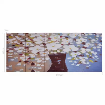 Set tablouri din pânză, vas cu flori, multicolor, 150 x 60 cm