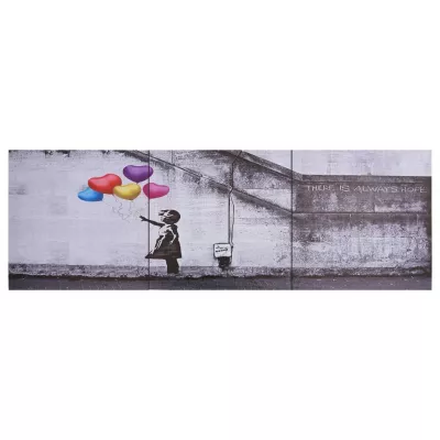 Set tablouri pânză imprimeu baloane/copil multicolor 120x40 cm